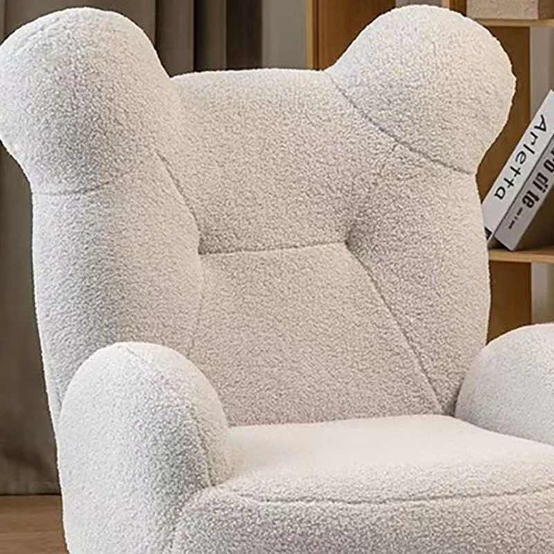 Modern Art Deco Sherpa Fabric Mixed Hardwood Bear-Shaped Accent Chair With Armrests & Backrest For Living Room