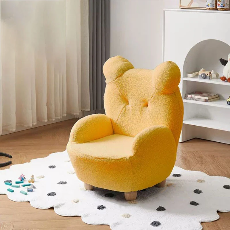 Modern Art Deco Sherpa Fabric Mixed Hardwood Bear-Shaped Accent Chair With Armrests & Backrest For Living Room