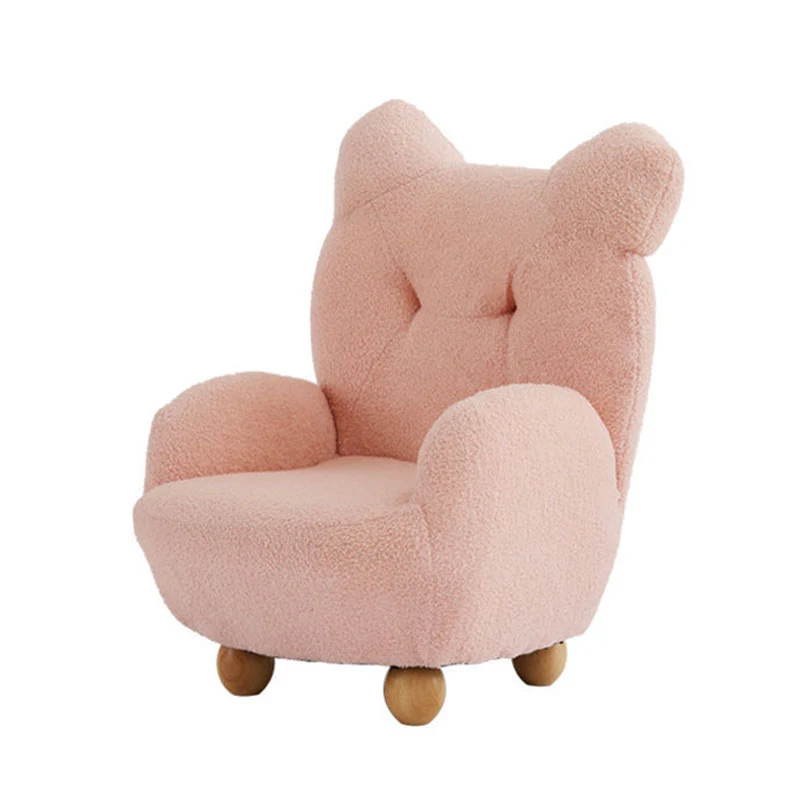 Modern Art Deco Sherpa Fabric Mixed Hardwood Bear-Shaped Accent Chair With Armrests & Backrest For Living Room
