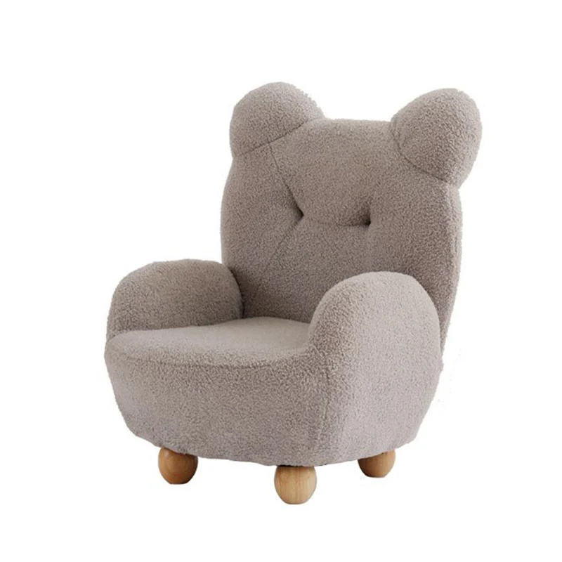 Modern Art Deco Sherpa Fabric Mixed Hardwood Bear-Shaped Accent Chair With Armrests & Backrest For Living Room