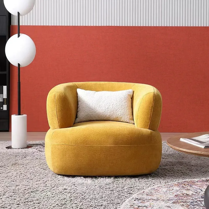 Traditional French Velvet Solid Wood Semi-Enclosed Curved Accent Chair With Armrests Backrest For Living Room