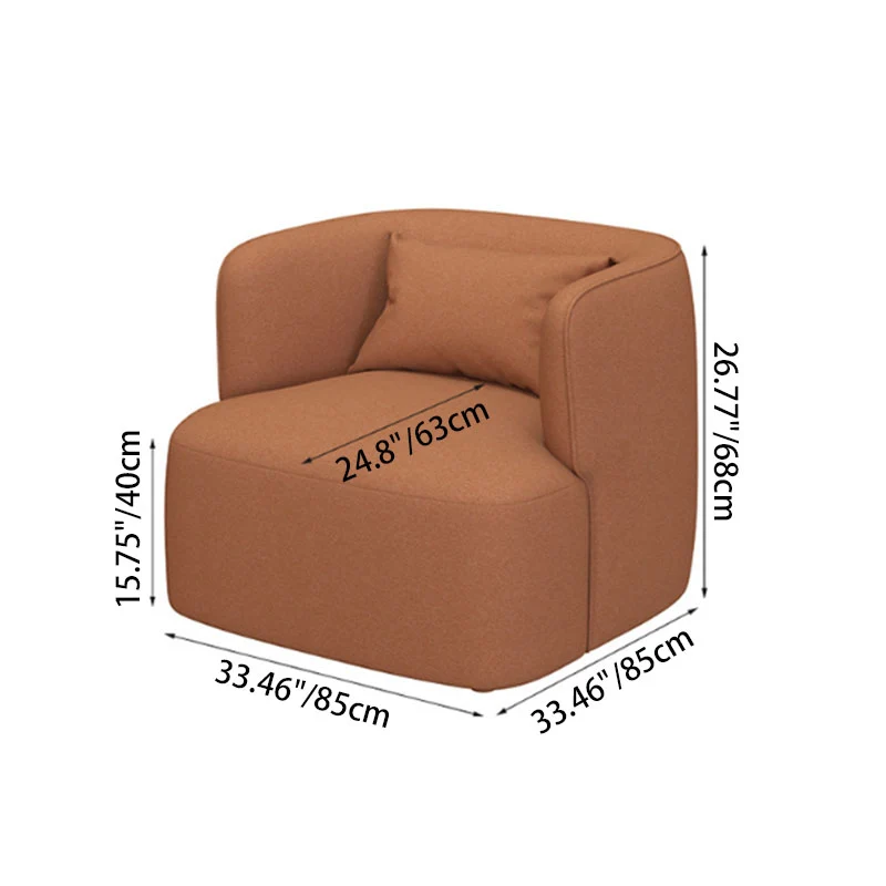 Contemporary Scandinavian Sherpa Fabric Velvet Solid Wood Rounded Square Accent Chair With Backrest For Living Room