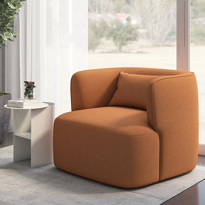 Contemporary Scandinavian Sherpa Fabric Velvet Solid Wood Rounded Square Accent Chair With Backrest For Living Room