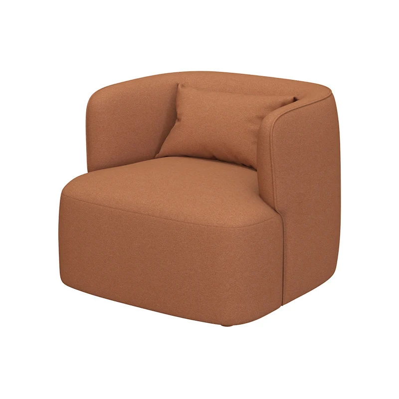 Contemporary Scandinavian Sherpa Fabric Velvet Solid Wood Rounded Square Accent Chair With Backrest For Living Room