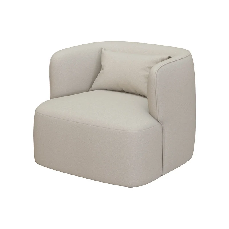 Contemporary Scandinavian Sherpa Fabric Velvet Solid Wood Rounded Square Accent Chair With Backrest For Living Room