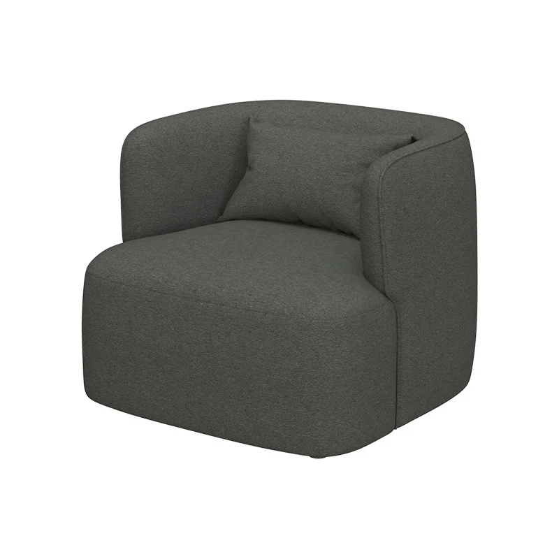 Contemporary Scandinavian Sherpa Fabric Velvet Solid Wood Rounded Square Accent Chair With Backrest For Living Room