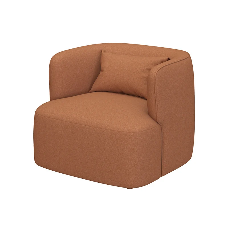 Contemporary Scandinavian Sherpa Fabric Velvet Solid Wood Rounded Square Accent Chair With Backrest For Living Room