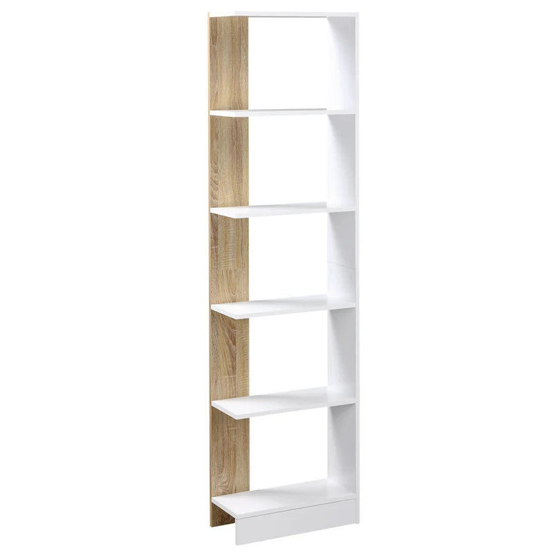 Bibliothèque étagère de rangement salon 45 x 21 x 170 cm 5 compartiments ouverts moderne en panneaux de particules blanc 21_0001791