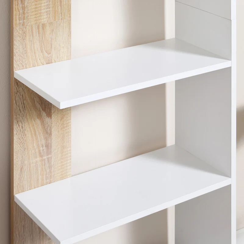 Bibliothèque étagère de rangement salon 45 x 21 x 170 cm 5 compartiments ouverts moderne en panneaux de particules blanc 21_0001791