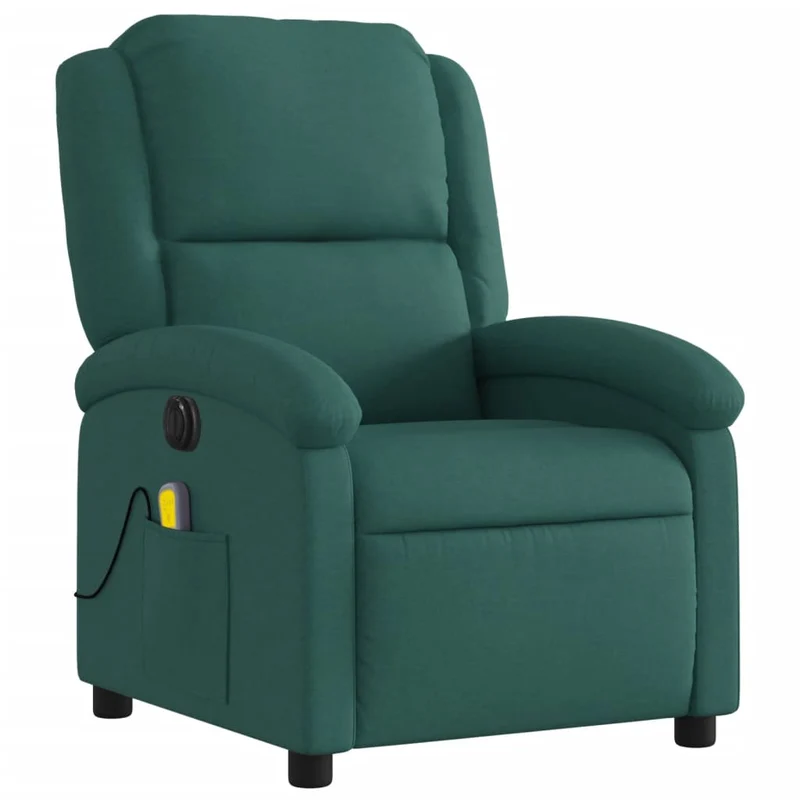 Fauteuil de relaxation TV fonction massage inclinable électrique 6 points de massage en tissu vert foncé DEC027280
