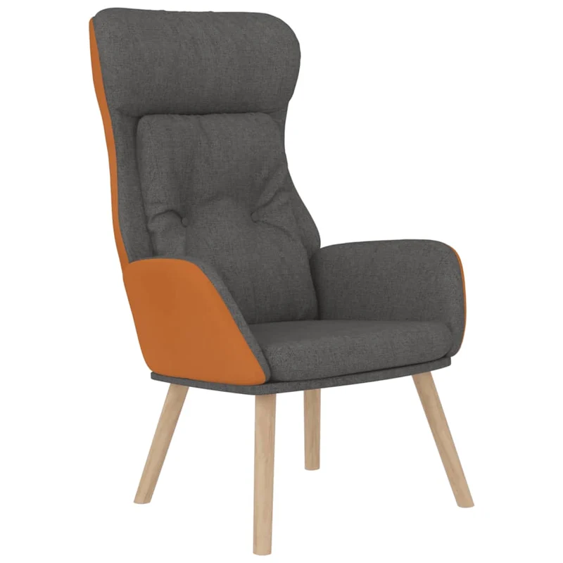 Fauteuil lounge chaise de canapé design modene design modene repose-pied gris foncé PVC et tissu gris DEC026752