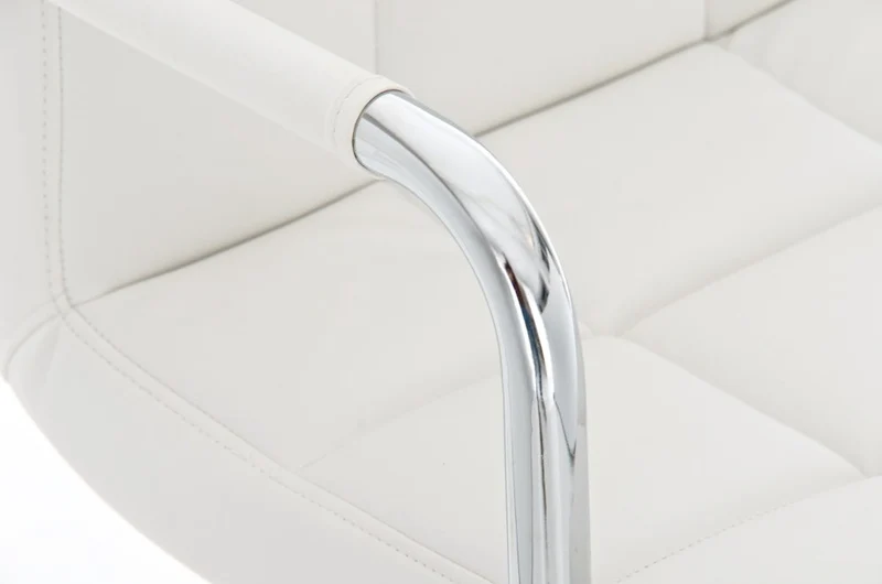 Chaise de bureau sur roulettes hauteur réglable en PVC blanc et métal chromé 10_0006996
