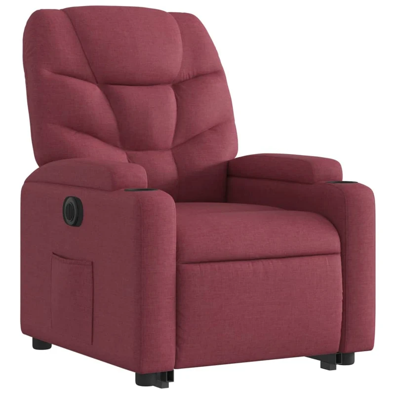 Fauteuil relax TV fonction de levage électrique très confortable en tissu rouge bordeaux DEC028546