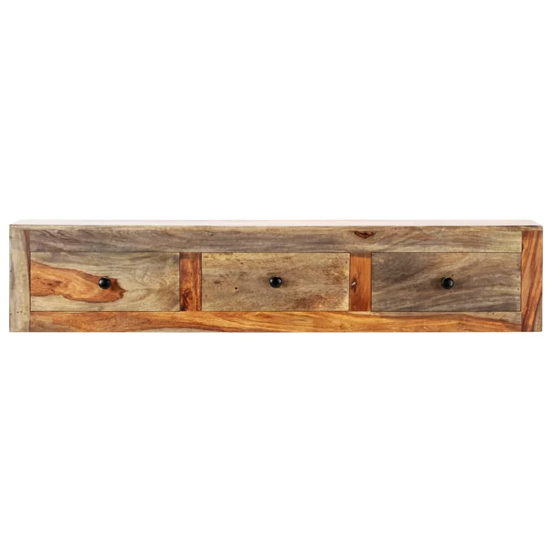 Table étagère murale avec 3 tiroirs 100 x 25 x 20 cm bois massif et bois d'ingénierie DEC032057