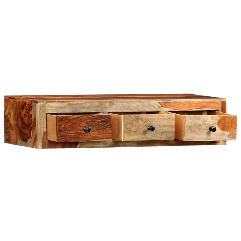 Table étagère murale avec 3 tiroirs 100 x 25 x 20 cm bois massif et bois d'ingénierie DEC032057