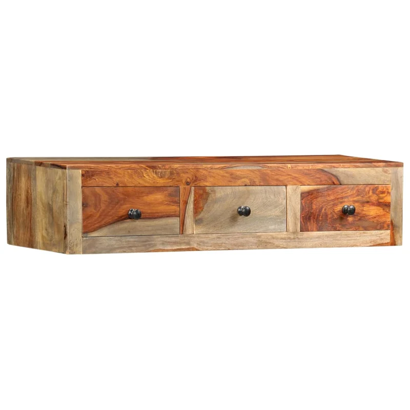 Table étagère murale avec 3 tiroirs 100 x 25 x 20 cm bois massif et bois d'ingénierie DEC032057