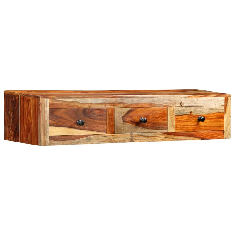 Table étagère murale avec 3 tiroirs 100 x 25 x 20 cm bois massif et bois d'ingénierie DEC032057