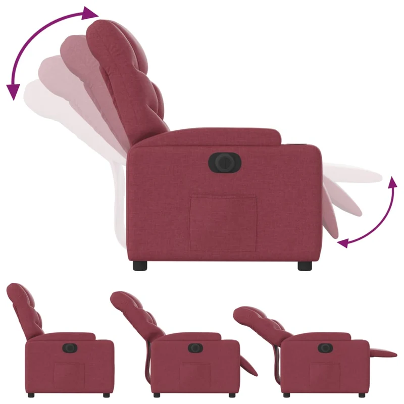 Fauteuil relax TV fonction d'inclinaison électrique très confortable en tissu rouge bordeaux DEC028533