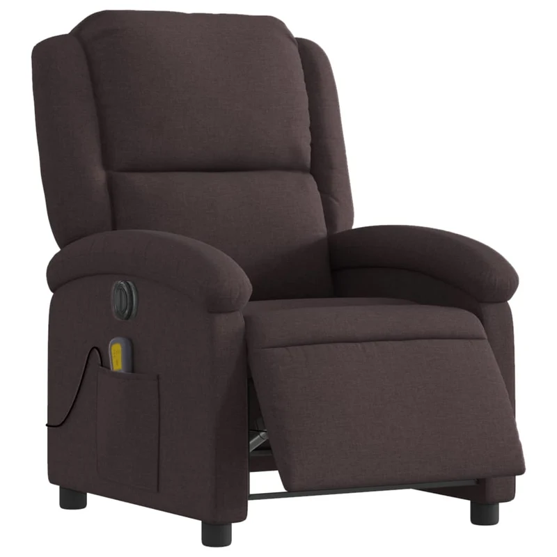 Fauteuil de relaxation TV fonction massage inclinable électrique 6 points de massage en tissu marron foncé DEC027186
