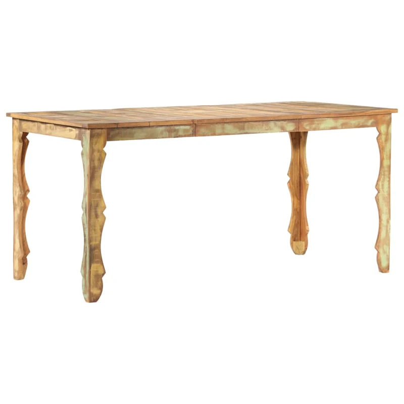 Table de salle à manger style rustique et vintage 160 x 80 x 76cm bois de récupération massif coloré DEC036617