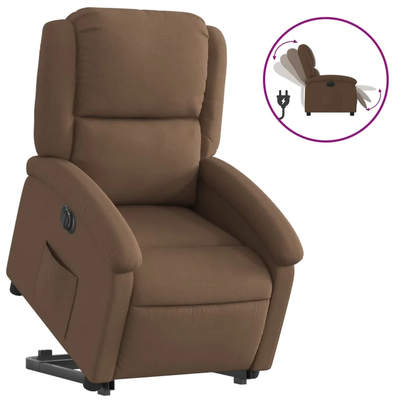 Fauteuil relax TV fonction de levage électrique très confortable en tissu marron DEC028451