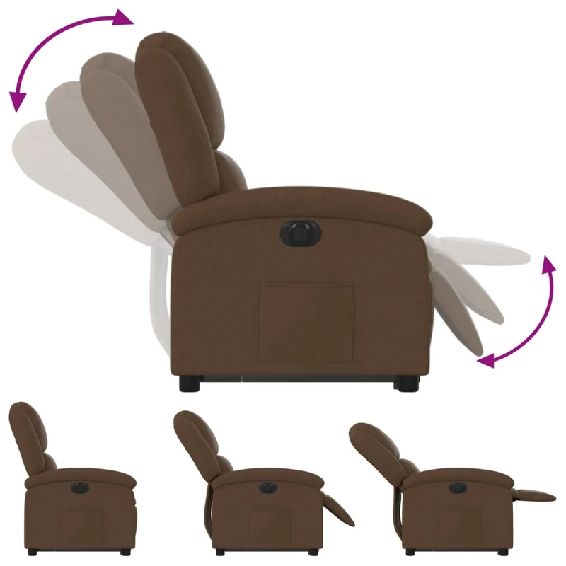 Fauteuil relax TV fonction de levage électrique très confortable en tissu marron DEC028451