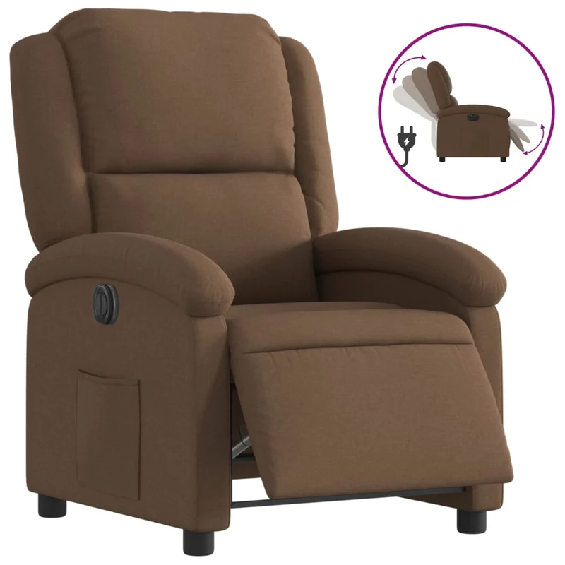 Fauteuil relax TV fonction d'inclinaison électrique très confortable en tissu marron DEC028449