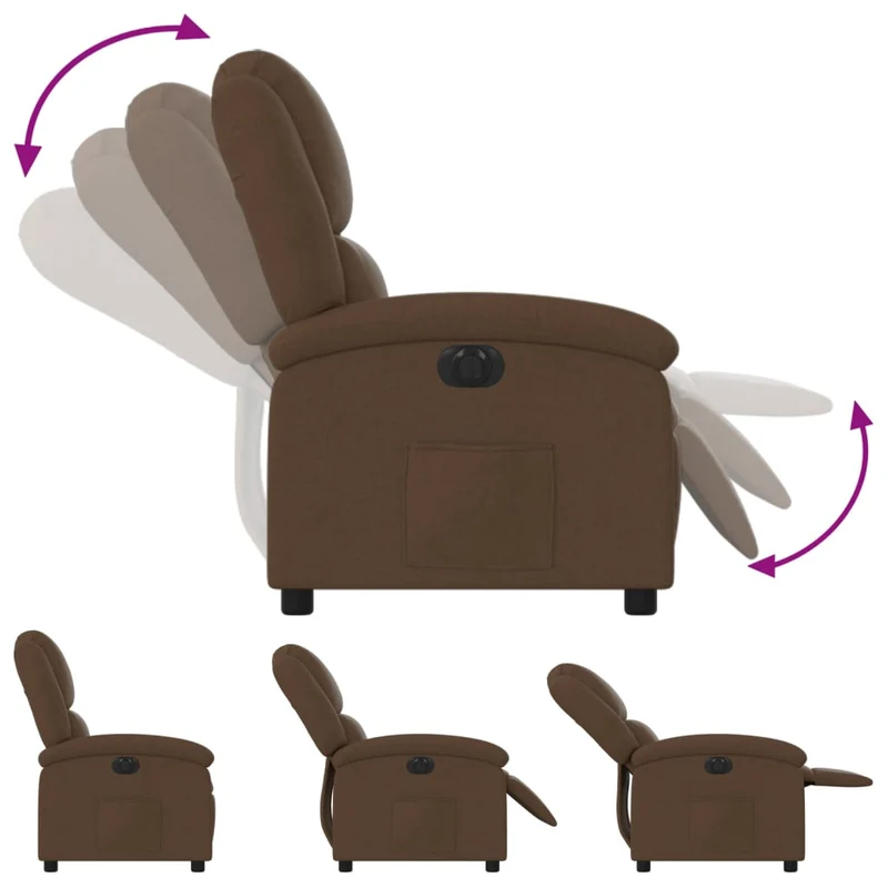 Fauteuil relax TV fonction d'inclinaison électrique très confortable en tissu marron DEC028449