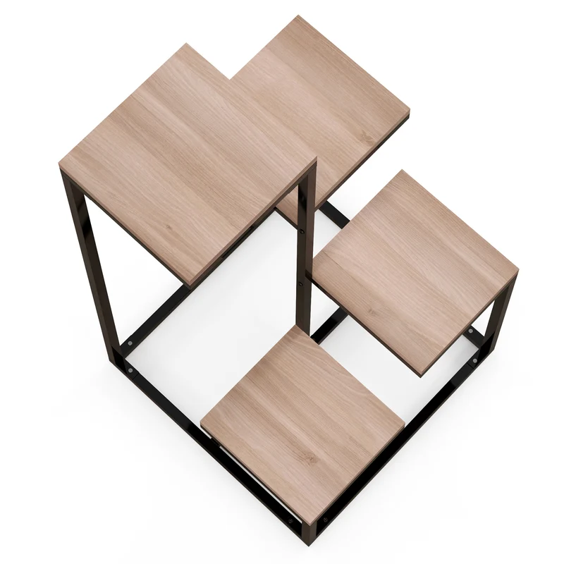 Étagère à plantes intérieur 40 x 40 x 75,5 cm 4 niveaux réglables design industriel pratique gain de place en acier noir 21_0004369