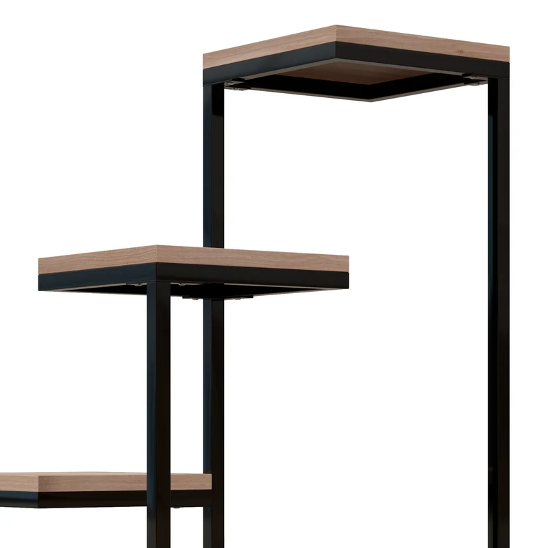 Étagère à plantes intérieur 40 x 40 x 75,5 cm 4 niveaux réglables design industriel pratique gain de place en acier noir 21_0004369