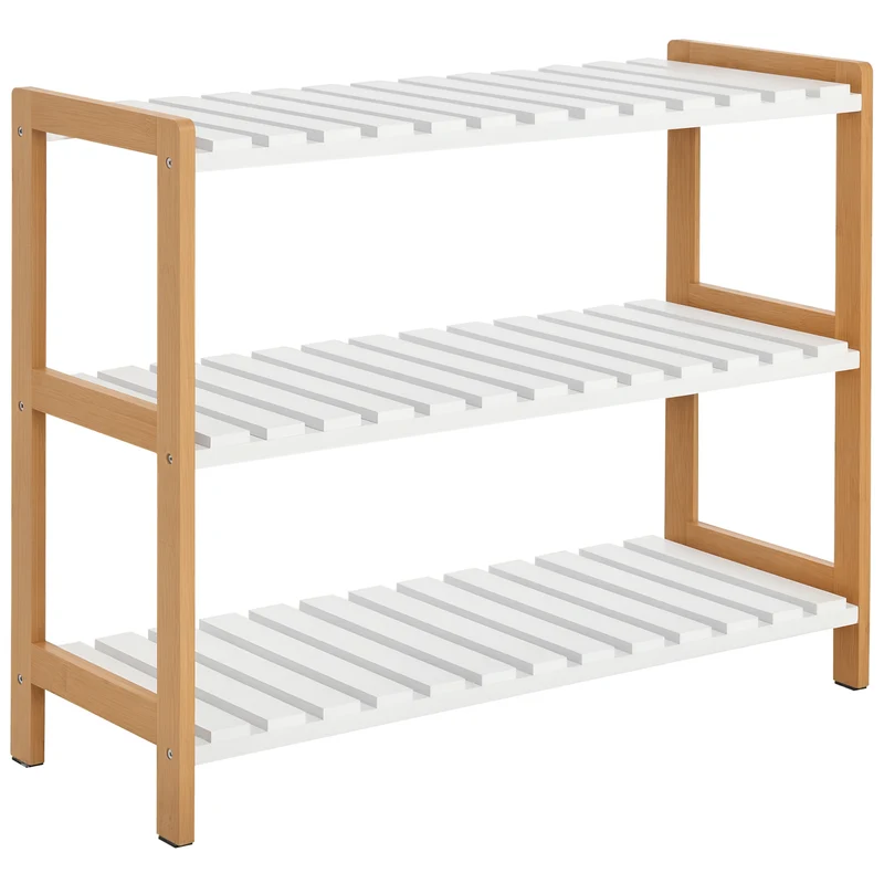 Étagère à chaussures entrée 70 x 26 x 57,5 cm surélevée 5,5 cm rangement 12 paires moderne épuré en bois de pin blanc 21_0002594