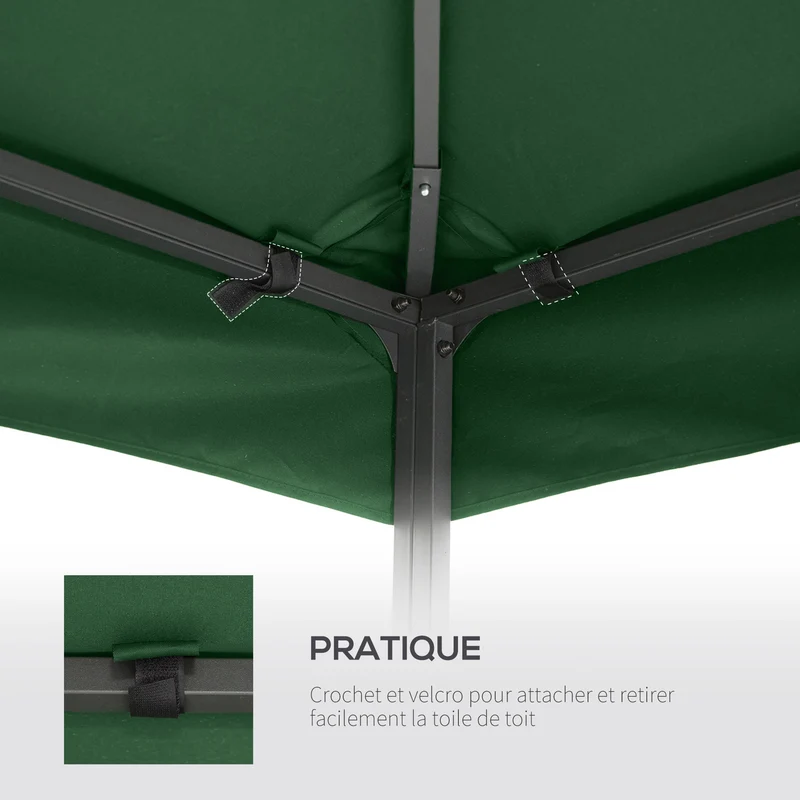 Toit de remplacement tonnelle jardin 3 x 3 m 180 g/m² imperméable protection solaire tendance en polyester vert foncé 21_0000030