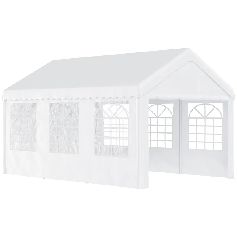 Tente de réception 6 x 4 x 2.8 m abri imperméable anti uv modulable pour fêtes mariage moderne en polyéthylène blanc 21_0000067