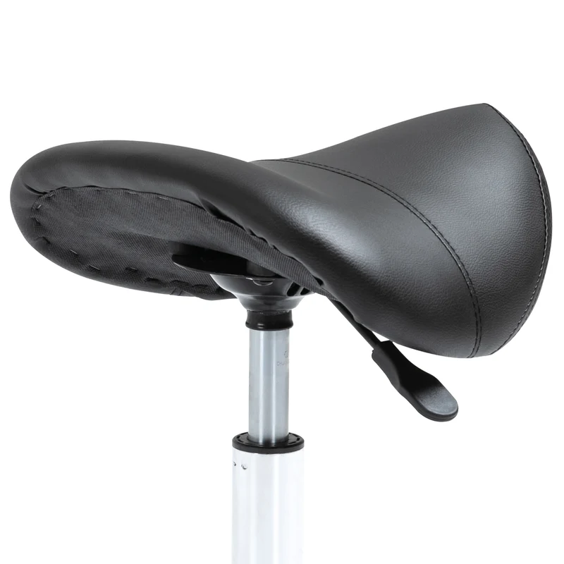 Tabouret à roulettes selle ergonomique 52 x 53 x 49-61 cm réglable assise mousse contemporain en PU noir 21_0000095