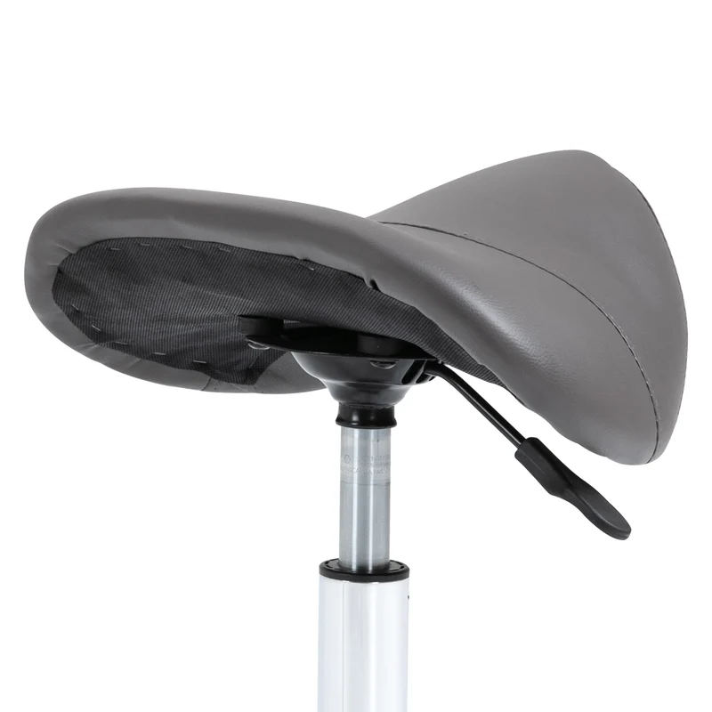 Tabouret à roulettes selle ergonomique 52 x 53 x 49-61 cm pivotant 360° réglable maintien du dos contemporain en PU gris 21_0000093