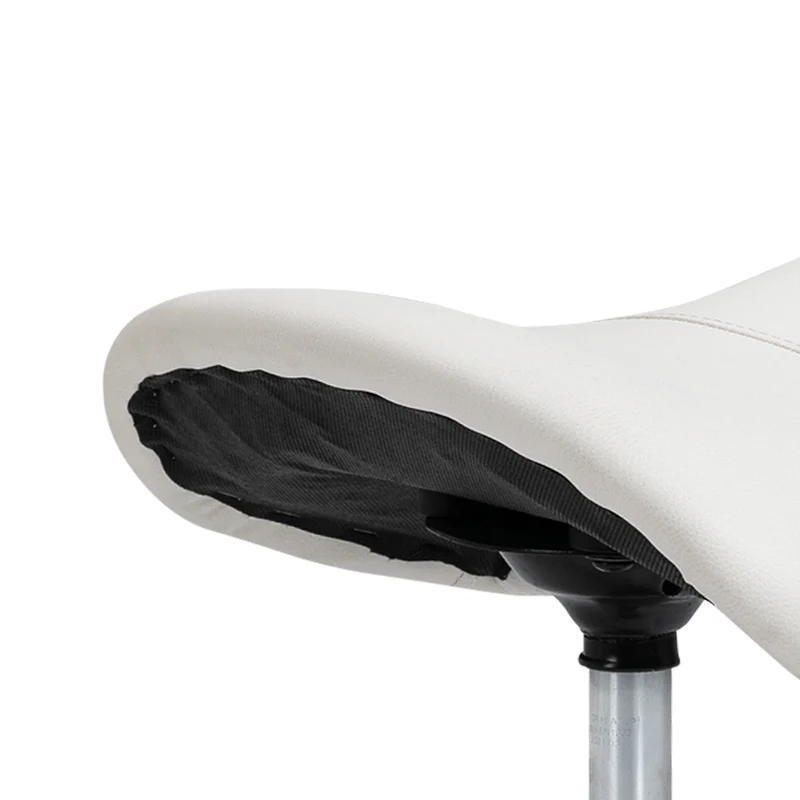 Tabouret à roulettes selle ergonomique 52 x 53 x 49-61 cm hauteur réglable assise mousse design contemporain en PU blanc 21_0000092