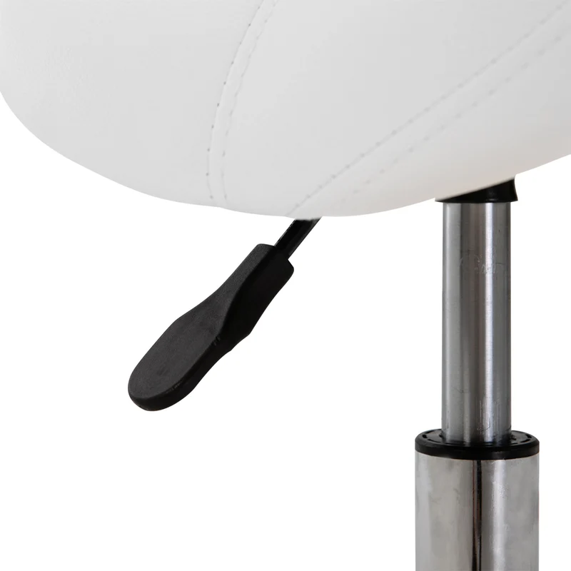 Tabouret à roulettes selle ergonomique 52 x 53 x 49-61 cm hauteur réglable assise mousse design contemporain en PU blanc 21_0000092