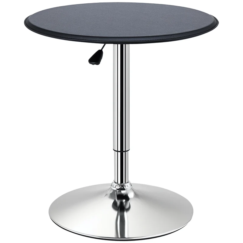 Table de bar mange-debout bistro 67-93 x 63 x 63 cm hauteur réglable entretien facile contemporain design en PVC noir et métal 21_0000074