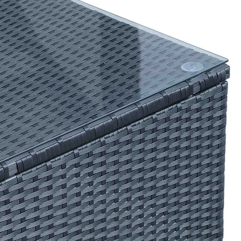 Table basse de jardin 85 x 50 x 39 cm plateau verre trempé 5 mm supporte 50 kg moderne cosy contemporain en résine noir 21_0000064