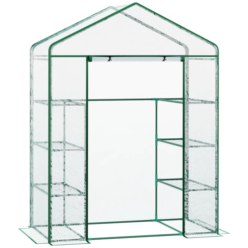 Serre de jardin verticale 143 x 73 x 195 cm 8 étagères protection anti-UV montage facile contemporain en PVC transparent 21_0000045