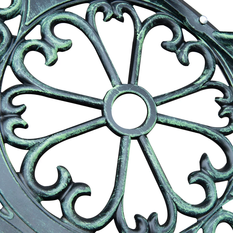 Banc de jardin 2 places néo-rétro 100 x 54 x 78 cm anticorrosion confortable style romantique en fonte d'aluminium vert 21_0000065