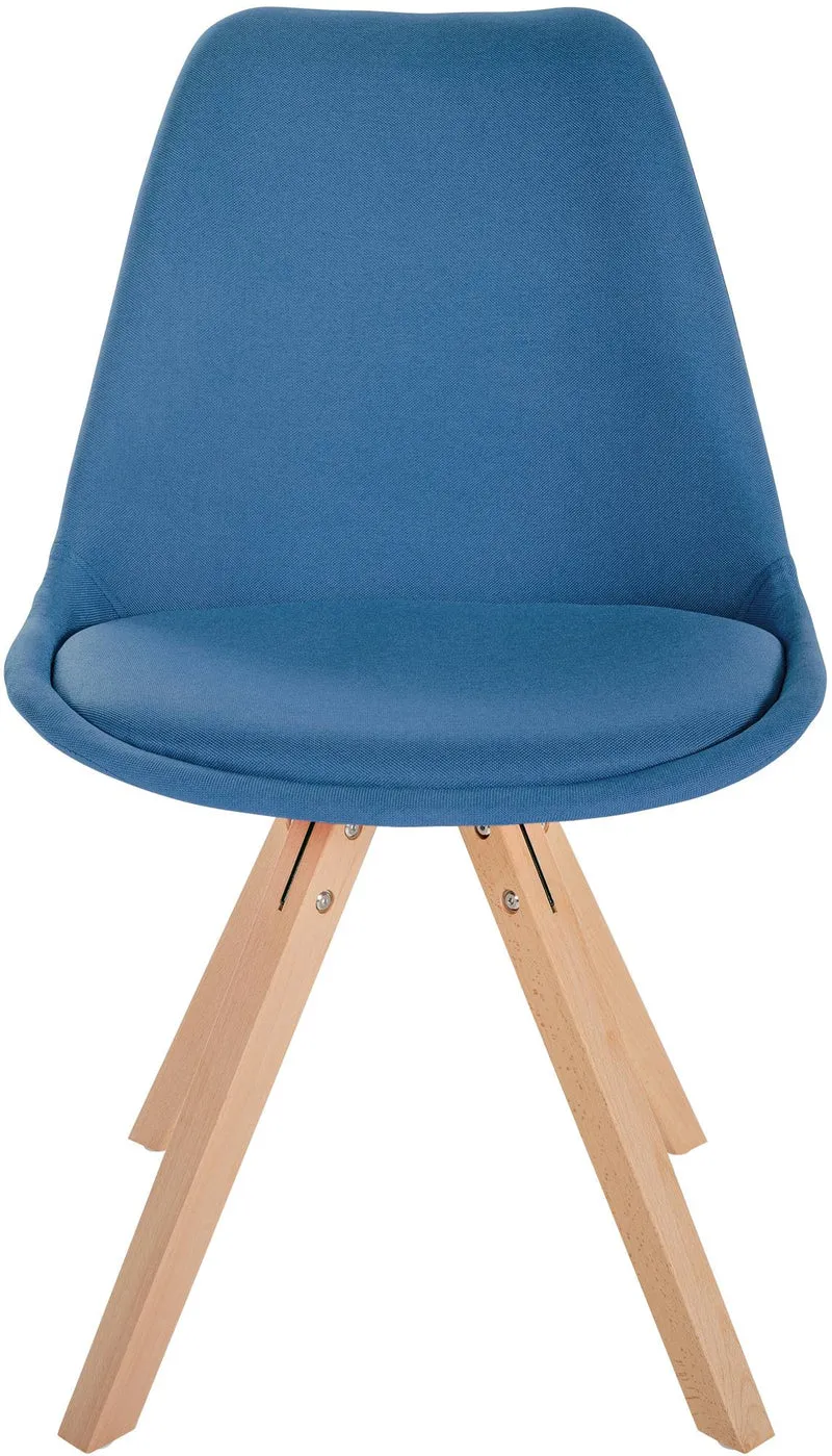 Chaise de salle à manger x1 style scandinave en tissu bleu pieds en bois clair 10_0001484