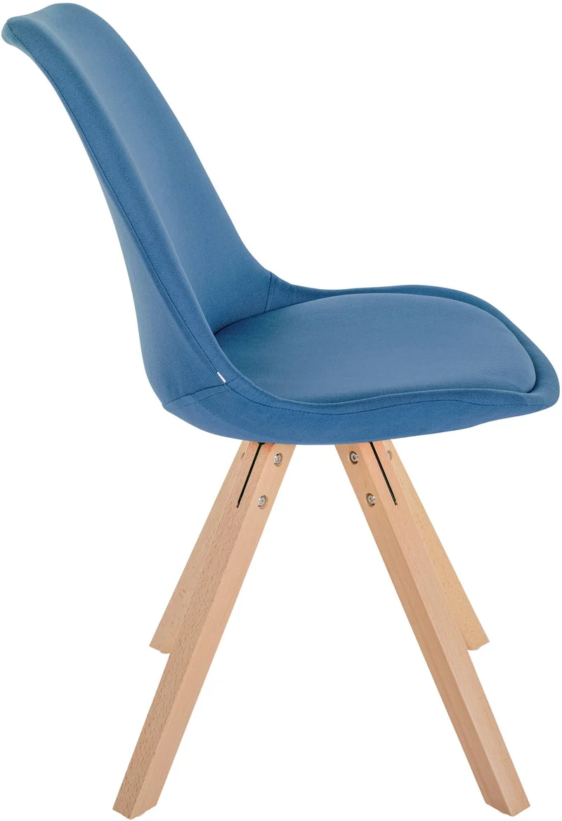 Chaise de salle à manger x1 style scandinave en tissu bleu pieds en bois clair 10_0001484