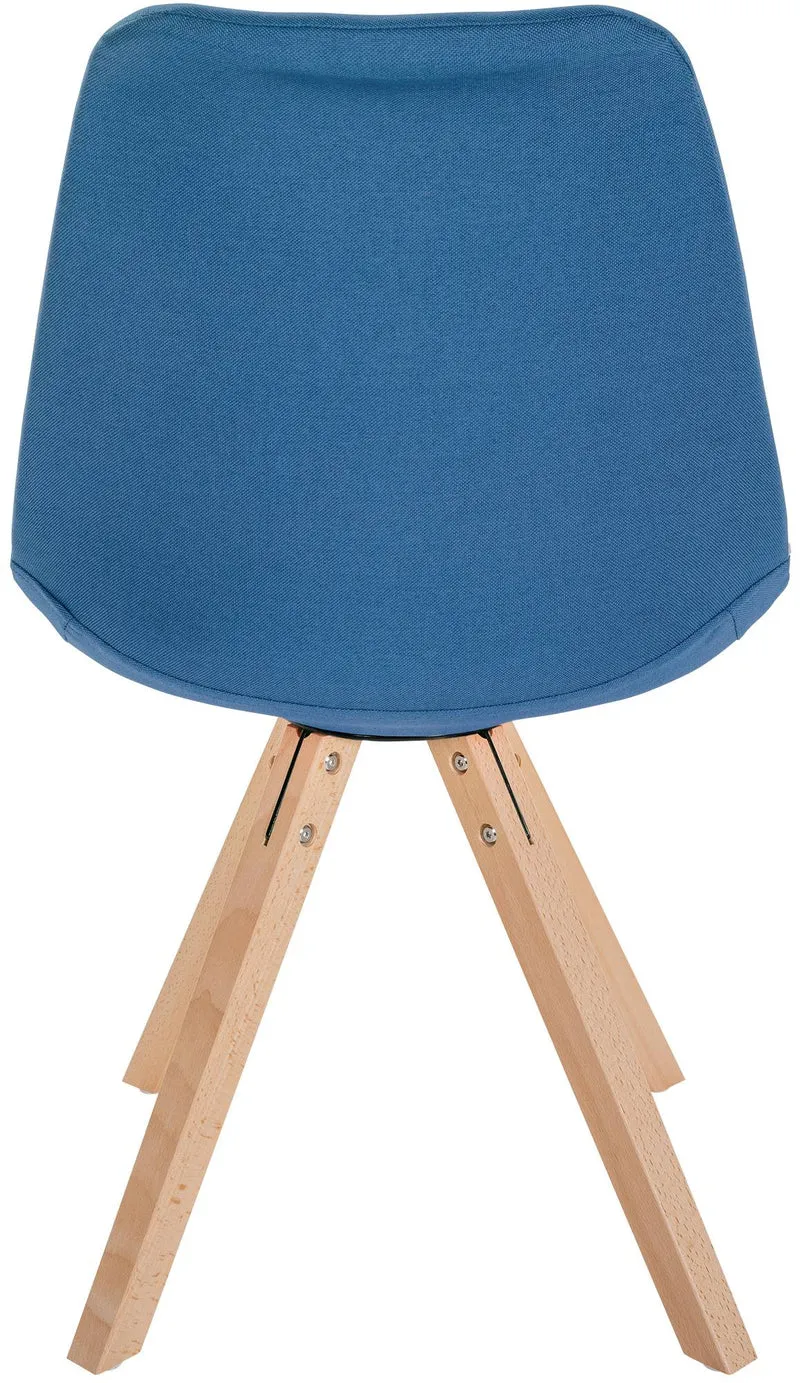 Chaise de salle à manger x1 style scandinave en tissu bleu pieds en bois clair 10_0001484