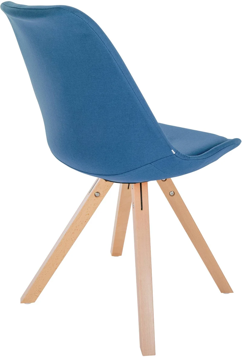 Chaise de salle à manger x1 style scandinave en tissu bleu pieds en bois clair 10_0001484
