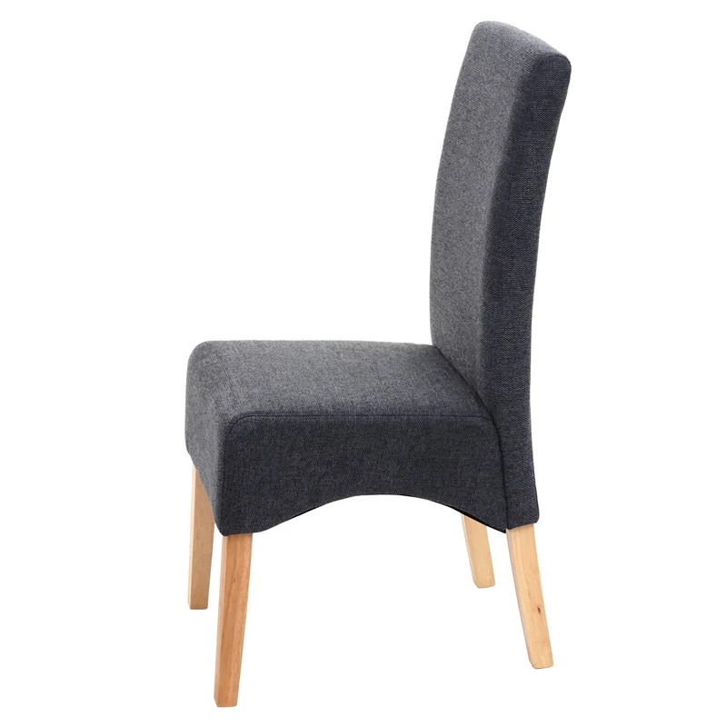 2x chaises de salle à manger cuisine en tissu gris foncé pieds en bois clairs 04_0000244