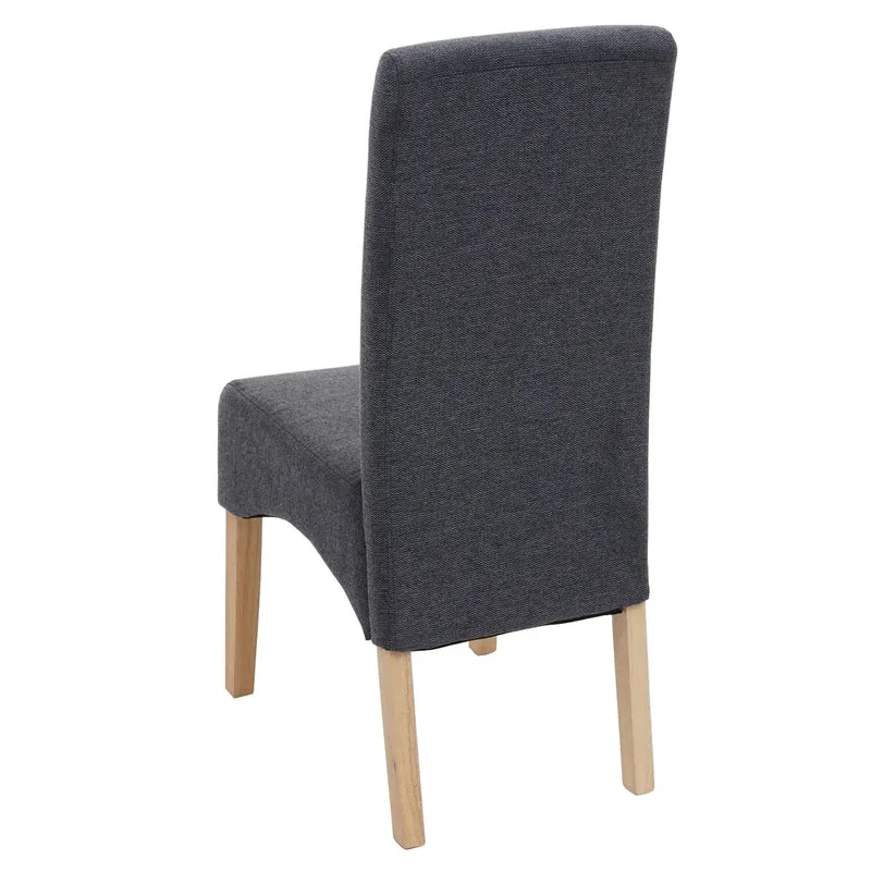 2x chaises de salle à manger cuisine en tissu gris foncé pieds en bois clairs 04_0000244