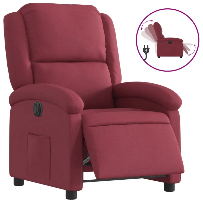 Fauteuil relax TV fonction d'inclinaison électrique très confortable en tissu rouge bordeaux DEC028528