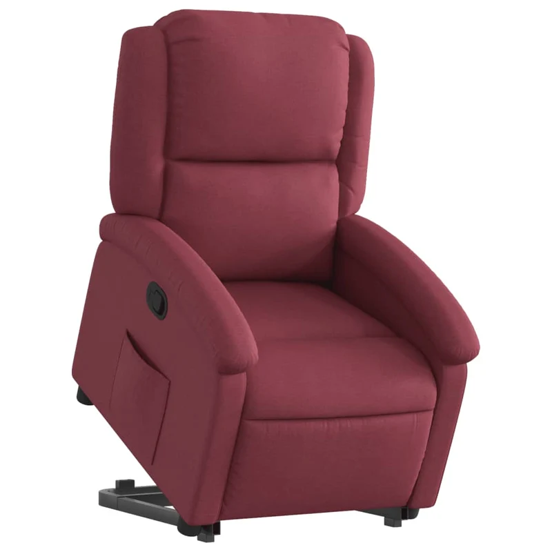 Fauteuil relax TV rembourrage confortable levage électrique en tissu rouge bordeaux DEC028160