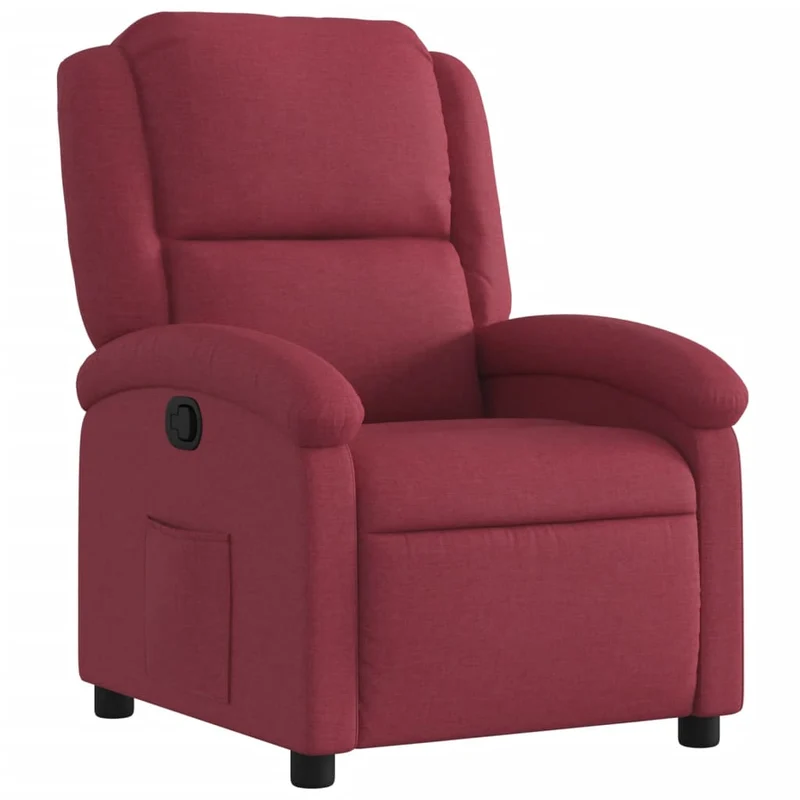Fauteuil relax TV rembourrage confortable fonction d'inclinaison manuelle en tissu rouge bordeaux DEC028147